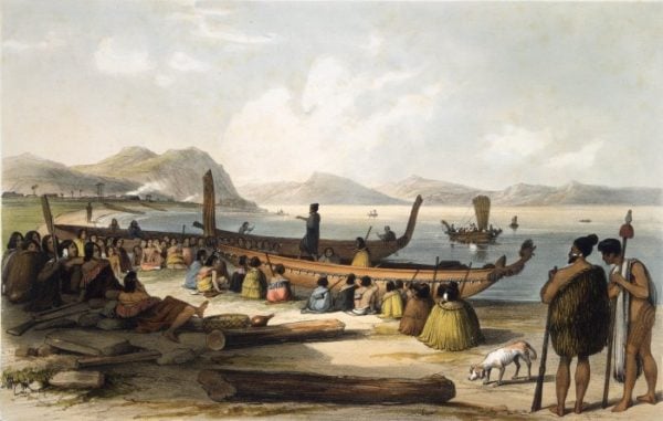I Maori in procinto di attraversare l'Oceano Pacifico con le loro canoe.