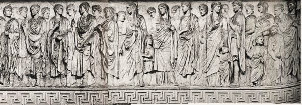 Ara Pacis, Processione dedicatoria, particolare della lastra sud, 13-9 a.C., marmo, Roma