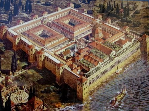 Disegno ricostruttivo del Palazzo di Diocleziano a Spalato (Croazia).