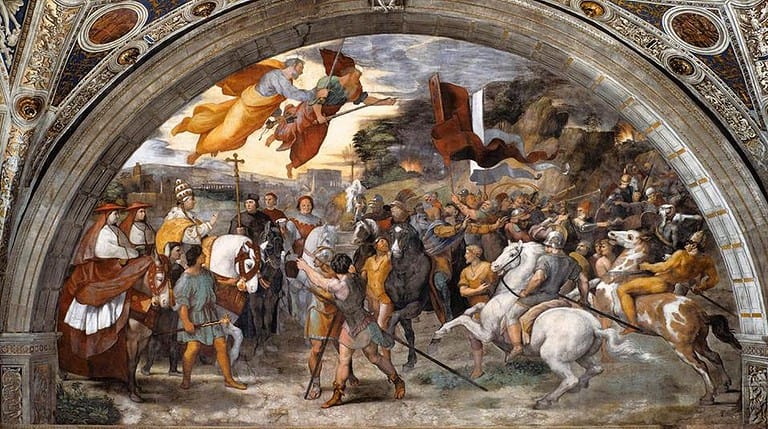 Incontro tra Leone il Grande e Attila, affresco, 1514, Stanza di Eliodoro, Palazzi Pontifici, Vaticano