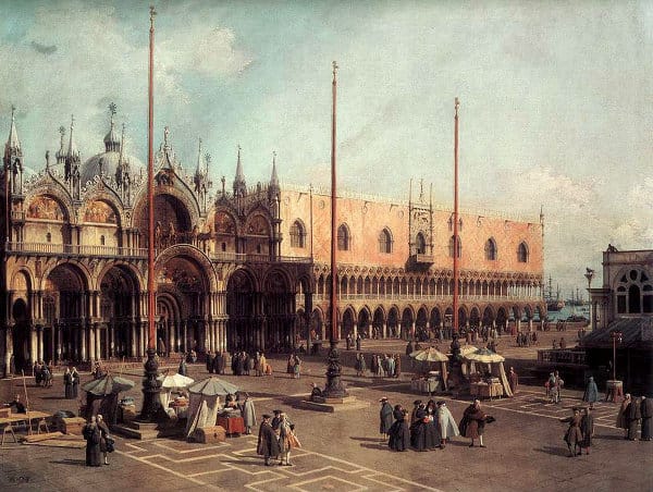 Canaletto, "La Piazza San Marco". Olio su tela 50x82 cm. Washington, National Gallery of Art.