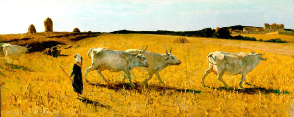 Telemaco Signorini, Pascoli a Castiglioncello, 1861, olio su tela, 31x76 cm. Montecatini Terme, collezione privata