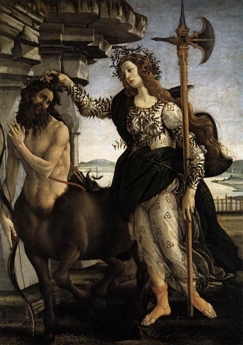 Botticelli, Pallade e il centauro, 1482 ca. Firenze, Galleria degli Uffizi