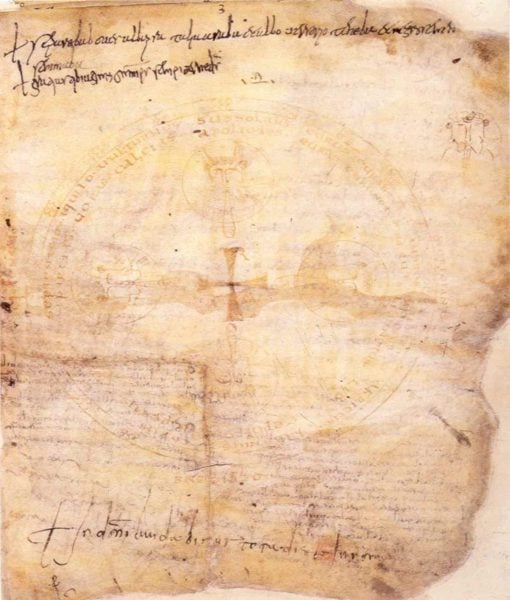 La pergamena originale in cui è contenuto l'Indovinello veronese ( Verona, Biblioteca Capitolare)