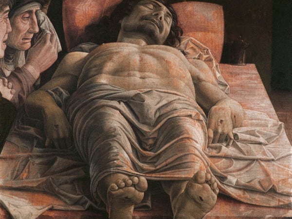 Cristo morto di Andrea Mantegna, 1480 circa, tempera su tela, 66x81 cm, Milano, Pinacoteca di Brera
