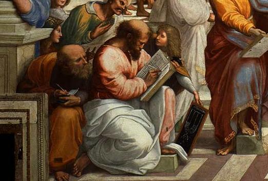 Pitagora, particolare della Scuola di Atene, descrizione