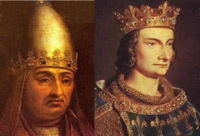 Papa Bonifacio VIII e Filippo IV il Bello, re di Francia