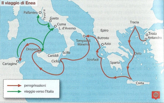 Il viaggio di Enea - le tappe