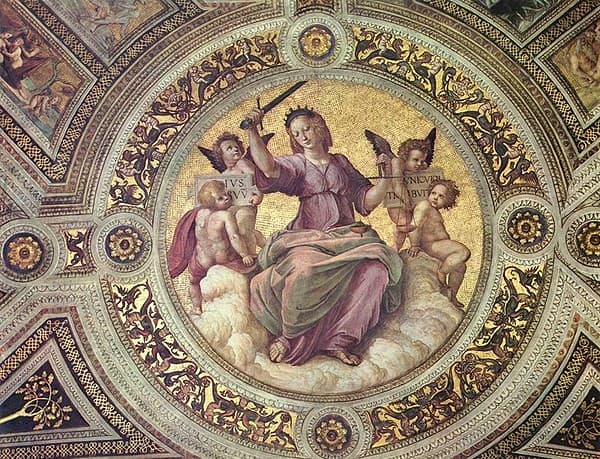 Raffaello, La Giustizia, volta della Stanza della Segnatura