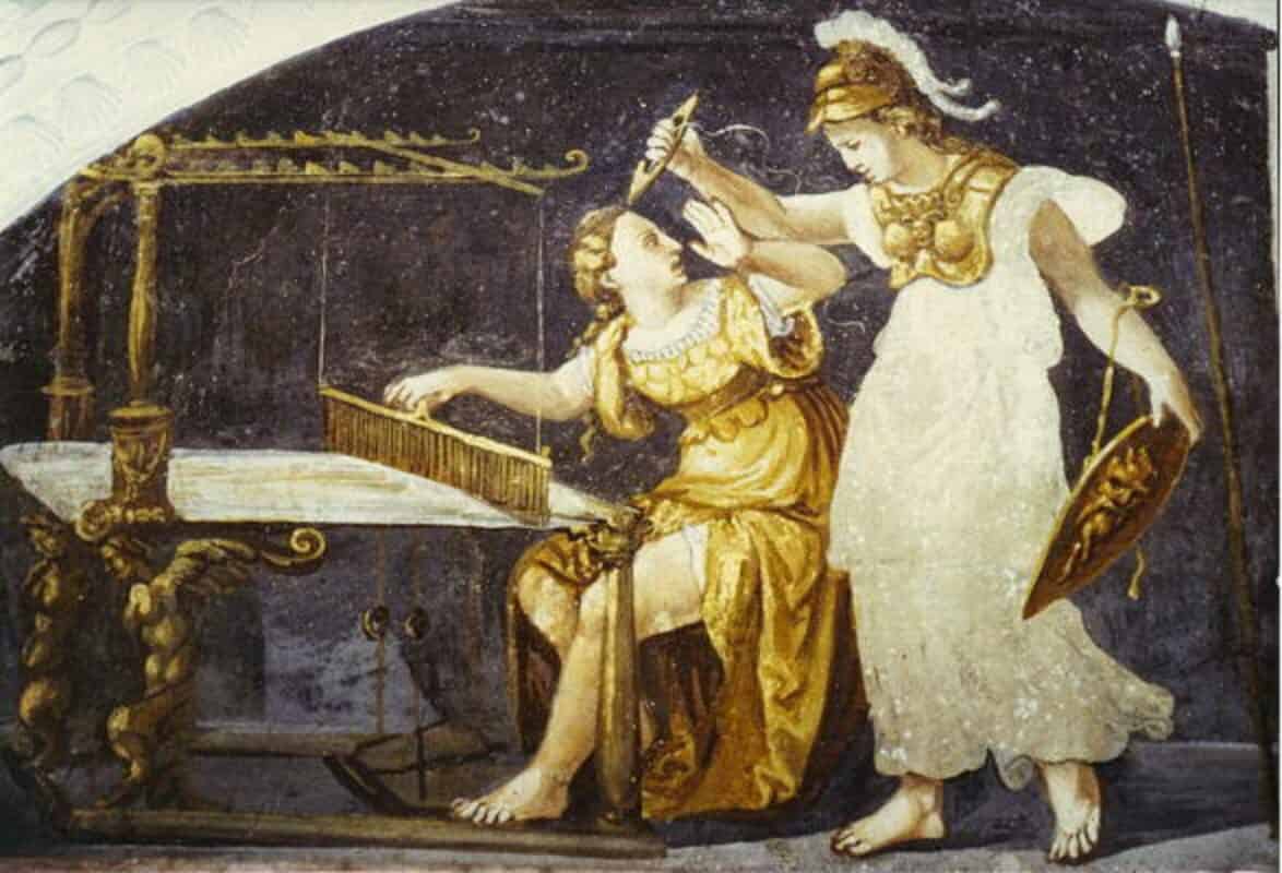 mito di Aracne, la fanciulla trasformata in ragno da Atena
